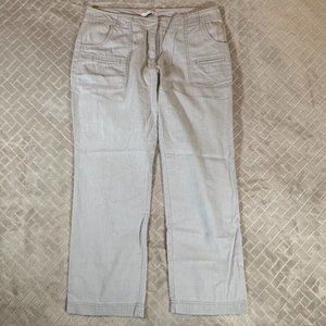 New York & Company Womens 4 Linen Blend Pants Light Gray Straight Leg Mid Rise